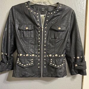 Chico's Black Studded Leather Jacket